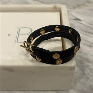 Tory Burch Black and Gold Studded Bracelet